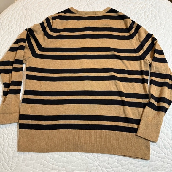 2x1 Lands' End (Size XL) Black & Tan Striped 100% Suprima Cotton Button Cardigan - Picture 3 of 16